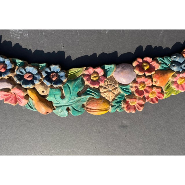 Hand carved wood architectural fragment . Polychromed in colors of gaiety .stamped Italy . In style of ancient classical...