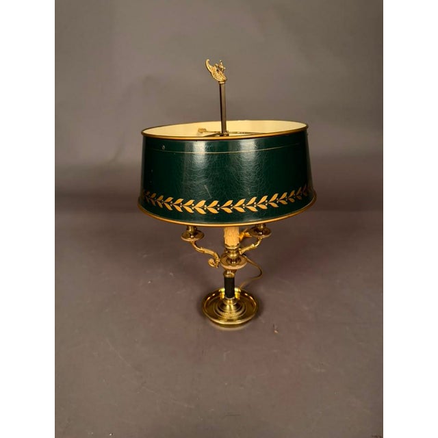 Late 19th Century French Empire Bouillotte Tole-Painted Lamp With Swan Finial, Circa 1890 For Sale - Image 12 of 15