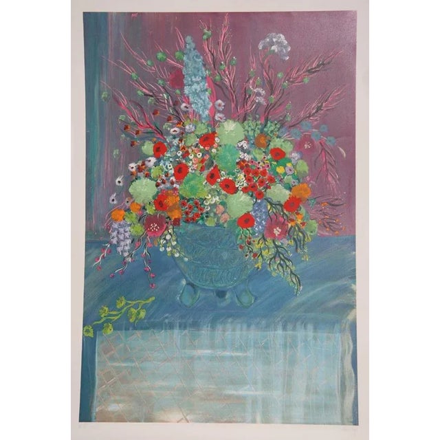 Impressionist Red Bouquet, Lithograph For Sale - Image 3 of 3