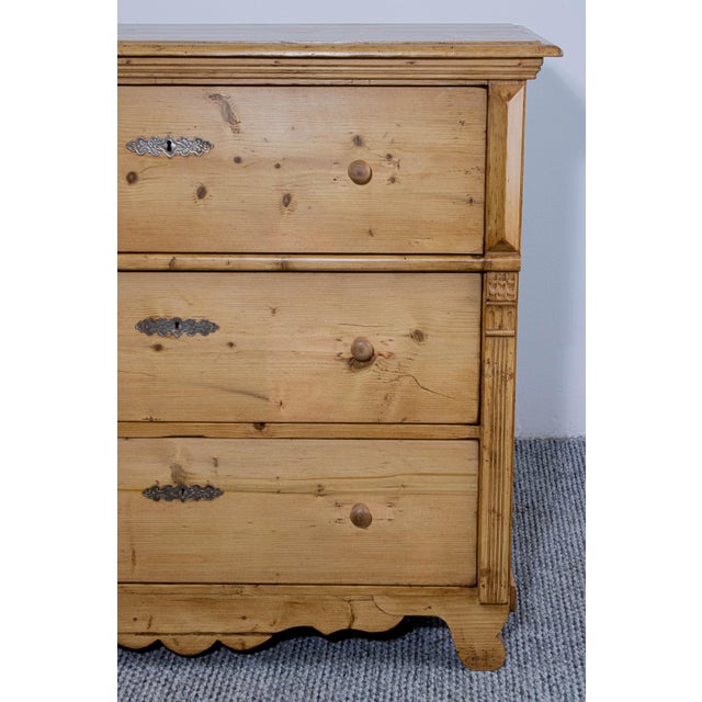 Antique Waxed Stripped Pine Chest of 3 Drawers, Late 19th Century For Sale - Image 6 of 11