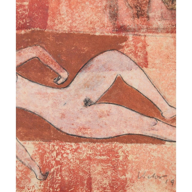 Victor Bauer, Reclining Nude, 1932, Pencil & Watercolor & Paper, Framed For Sale - Image 10 of 12