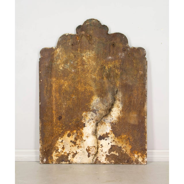Metal 18th Century French Cast Iron Fireback Bas Relief For Sale - Image 7 of 8