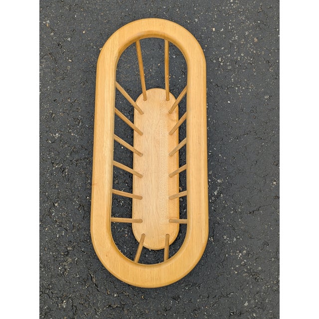 Arthur Umanoff Vintage Oak Spindle Magazine Rack | Mid-Century Modern Newspaper Vinyl Record Stand | Arthur Umanoff Style Wood Storage For Sale - Image 4 of 7