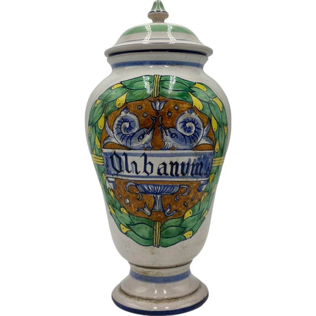Vintage Frankincense Olibanum Ceramic Covered Urn Jar Italy For Sale - Image 12 of 12