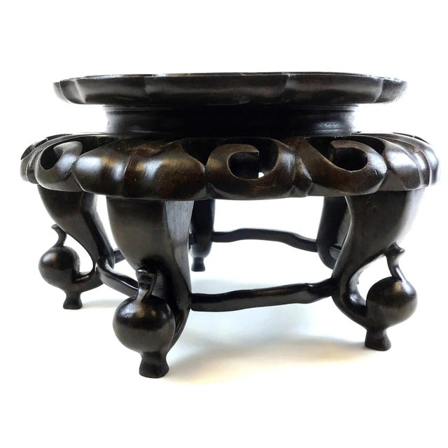 French Vintage Rosewood Hand Carved Plant Stand With Genuine Marble Top For Sale - Image 3 of 12