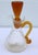 Very mid-century looking crackle glass cruet with a beautiful amber stopper. I love the scroll amber handle and ruffled...