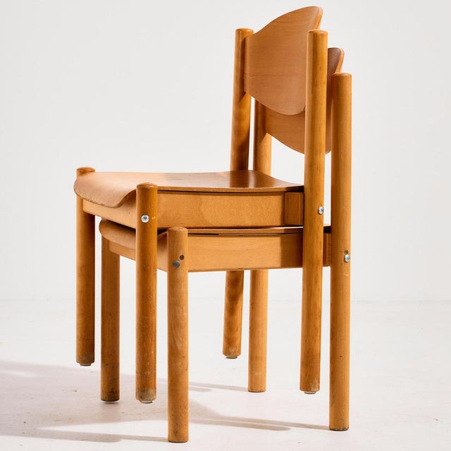 1970s Stackable Oak Chair, 1970s For Sale - Image 5 of 18