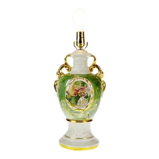 Victorian Style Ceramic Table Lamp For Sale