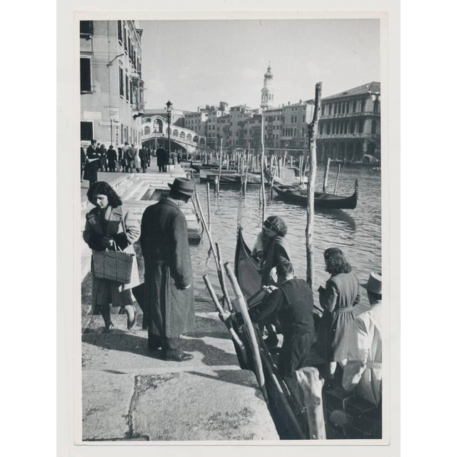 Erich Andres, Venice, Gondola on Water with People, Italy, 1950s, Silver Gelatin Print For Sale - Image 3 of 3