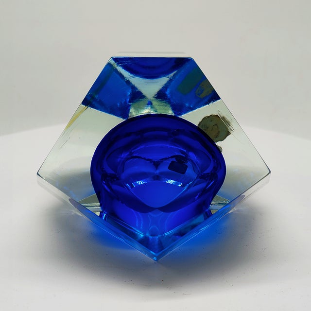 Blue Large Vintage Ashtray in Hand-Cut Murano Glass by Flavio Poli for Seguso, 1960s For Sale - Image 8 of 10