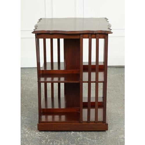 Edwardian Revolving Bookcase with Serpentine Shaped Top For Sale - Image 3 of 15