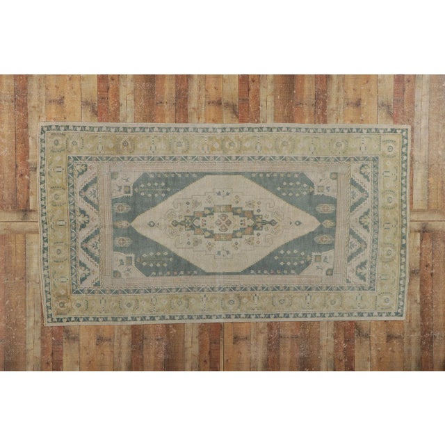 Teal Vintage Turkish Oushak Rug - 05'02 X 09'07 For Sale - Image 8 of 9