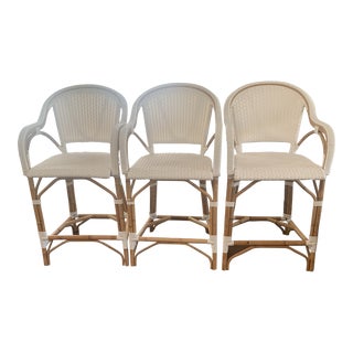 Serena and Lily Riviera White Counter Stools - Set of 3 For Sale