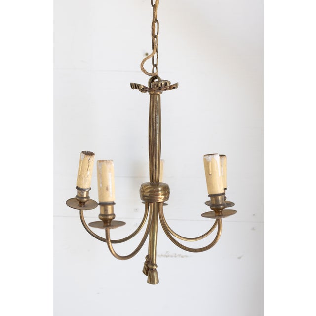 Vintage French Brass Drape Chandelier For Sale - Image 11 of 13