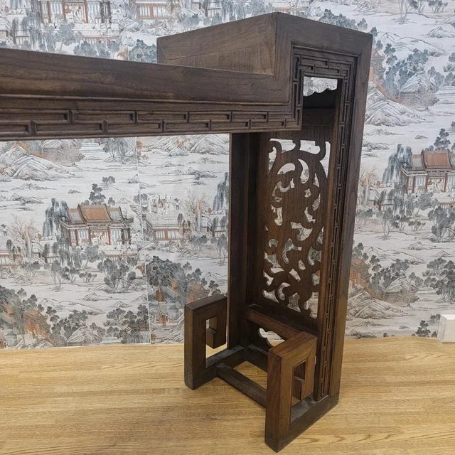 Antique Chinese Elm Altar Table With Pierced Carved Panels For Sale - Image 9 of 11