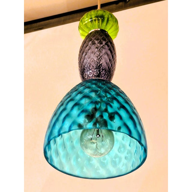 Vintage handcrafted lantern lamp, created with entirely hand-blown murano glass. From the 1980s. This lantern is made of...