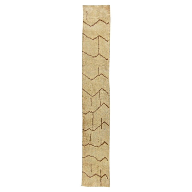 Modern Abstract Moroccan Style Pile Wool Runner by Doris Leslie Blau For Sale