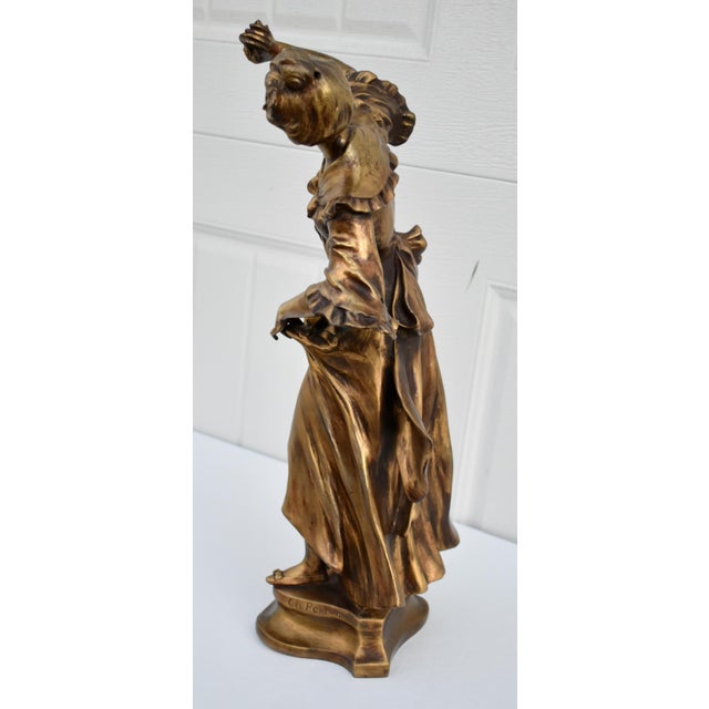 Art Nouveau Vintage Metal Pair of Art Nouveau Woman Figures in a Bronze Finish For Sale - Image 3 of 13