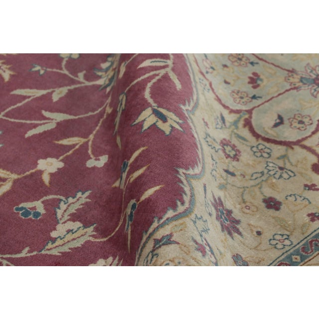 Textile Antique Bulgarian Rug, Tabriz Style Floral Medallion in Burgundy - Rug & Kilim For Sale - Image 7 of 8