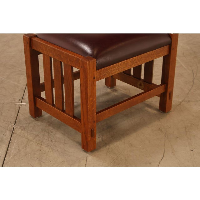 Stickley Mission Collection Oak & Leather Ottoman Footstool For Sale In Philadelphia - Image 6 of 18