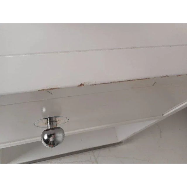 Metal Vintage Modern White Laminate Nightstands - a Pair For Sale - Image 7 of 11