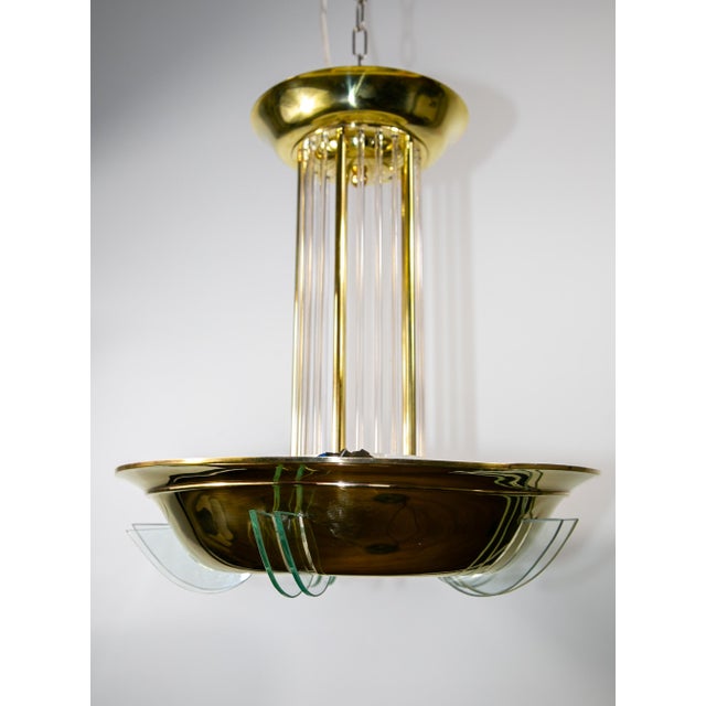 Art Deco Modernist Ceiling Lamp with Glass Rods, France, 1930 For Sale - Image 6 of 12