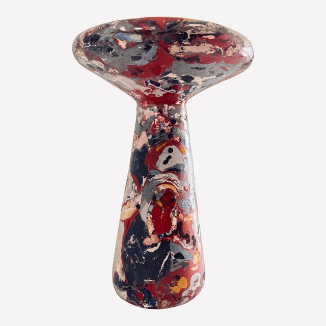 Contemporary Modern Scagliola Side Table, Antica Breccia Di Aleppo Stone Design For Sale - Image 3 of 6