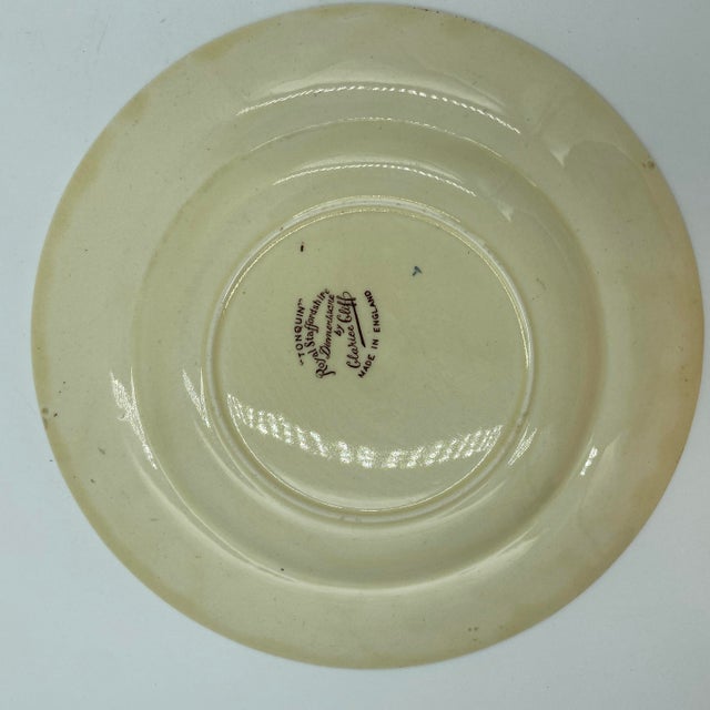 Clarice Cliff Vintage Royal Staffordshire "Tonquin" Mulitcolor Salad Plates by Clarice Cliff – Pair For Sale - Image 4 of 12