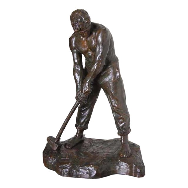 V. Demanet, Statue of a Man, Bronze For Sale