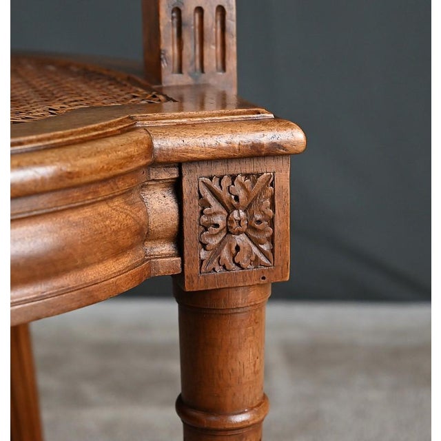 Small Late 19th Century Louis XVI Style Walnut Office Chair For Sale - Image 18 of 18