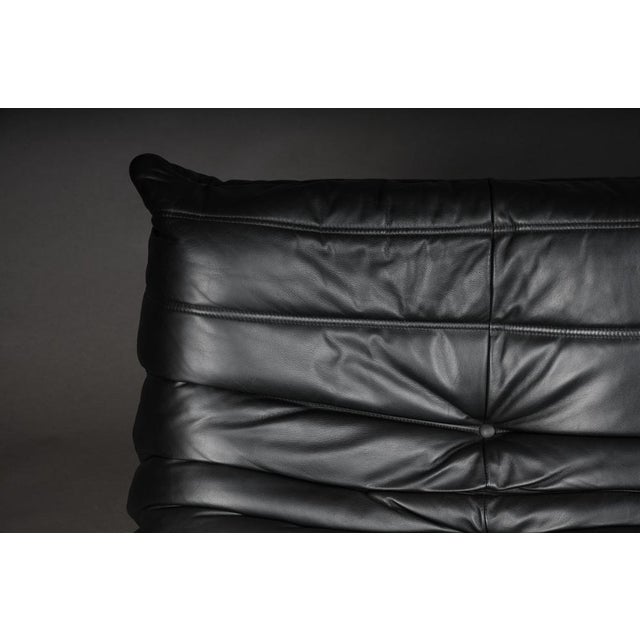Togo 2-Seater Sofa in Black Leather by Michel Ducaroy for Ligne Roset, France For Sale - Image 3 of 18