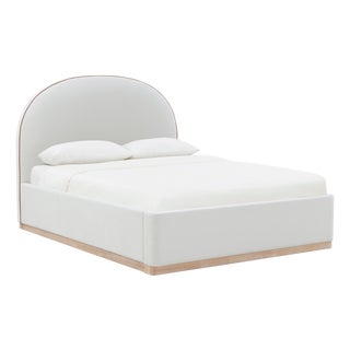 Marlow Performance Velvet Queen Bed, Cream For Sale