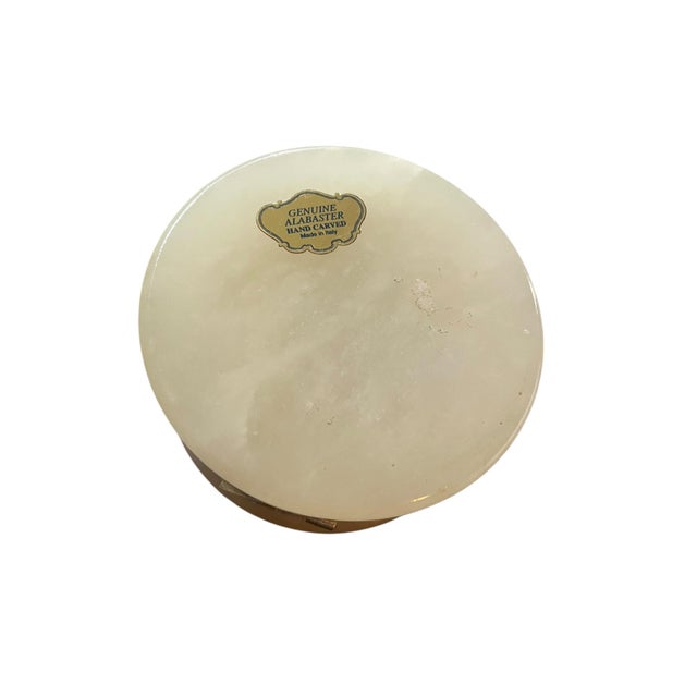 Mid 20th Century Vintage Midcentury Italian Handcarved Alabaster Hinged Trinket Box For Sale - Image 5 of 7