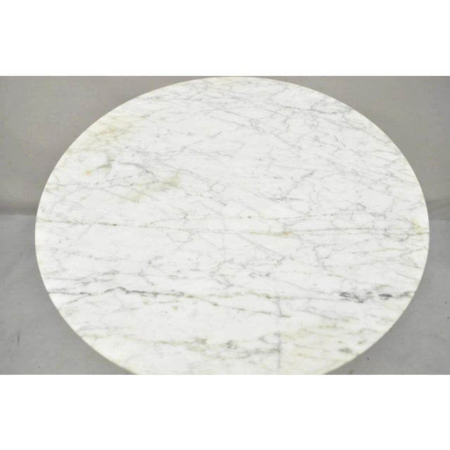 Hugh Acton Mid Century Modern Hugh Acton Round Marble Top Chrome Lollipop Drinks Side Table For Sale - Image 4 of 12