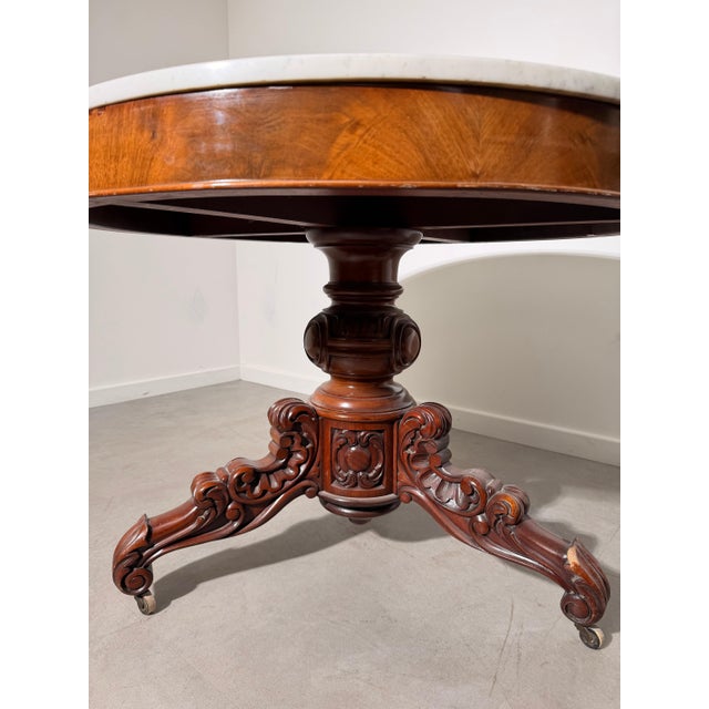 Antique Victorian Centre Table in Mahogany with Marble Top For Sale - Image 4 of 5