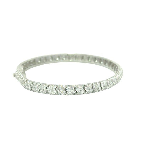 Early 21st Century Diamond 18k White Gold Pave Eternity Bracelet For Sale - Image 5 of 6