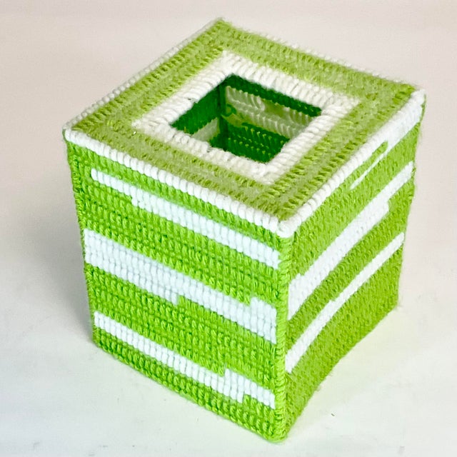 1970s Boho Chic Folk Art Yarn Tissue Box Cover. For Sale - Image 4 of 8