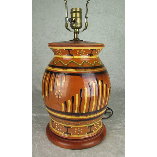 1994 David T. Smith Turtle Creek Pottery Moravian Redware Lamp by Chris Woods For Sale - Image 11 of 18