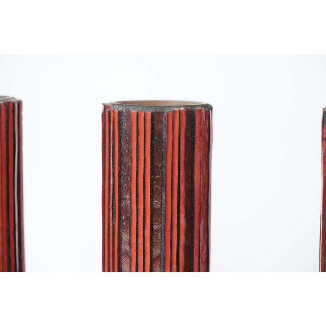 Mid-Century Modern Pottery Mosaik Red Vases from Ritter, 1960s, Set of 3 For Sale - Image 11 of 16