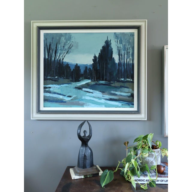 Mid 20th Century Mid-Century Modern 'Twilight Path' Vintage Swedish Expressive Landscape Oil Painting, Framed For Sale - Image 5 of 15
