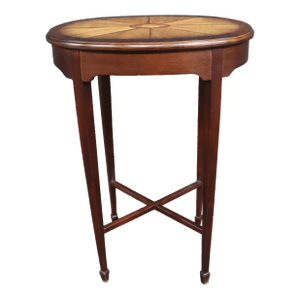 Edwardian Style Mahogany Parquetry Top Cocktail Table With Shell Inlay