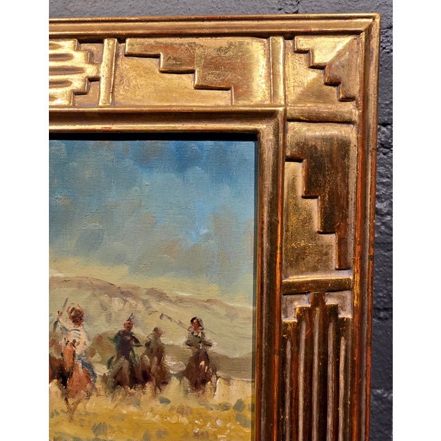 Sheryl Lamar Bodily "Native American Riders Crossing the Frontier" Western Oil Painting For Sale - Image 9 of 12