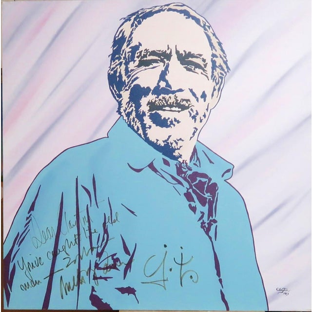American "Anthony Quinn - Zorba" Portrait by Clayton LeFevre (American 1921-2012) -"The Artist of the Stars!" Huge 3 Feet by 3 Feet From His Coveted "100 Club" For Sale - Image 3 of 12