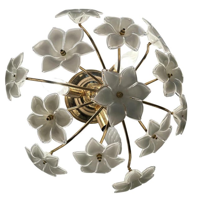 White Daisies Murano Ceiling Light, 1980s For Sale - Image 14 of 15