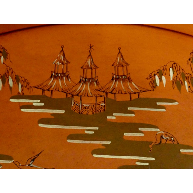 Antique French Hand Painted Chinoiserie Serving Tray For Sale - Image 13 of 17