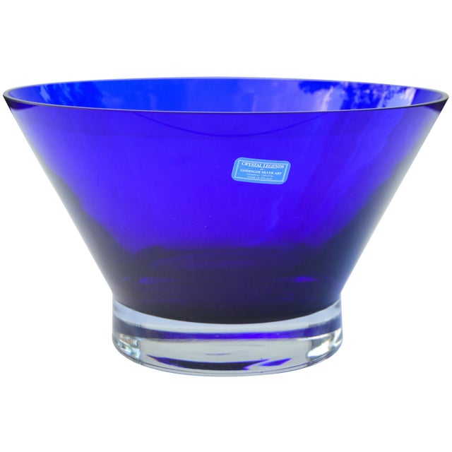 Mid 20th Century Blue Crystal Bowl For Sale - Image 5 of 5