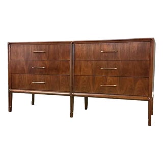 1960s Refinished Walnut Mid Century Dresser by United For Sale