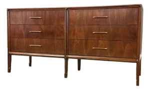 1960s Refinished Walnut Mid Century Dresser by United