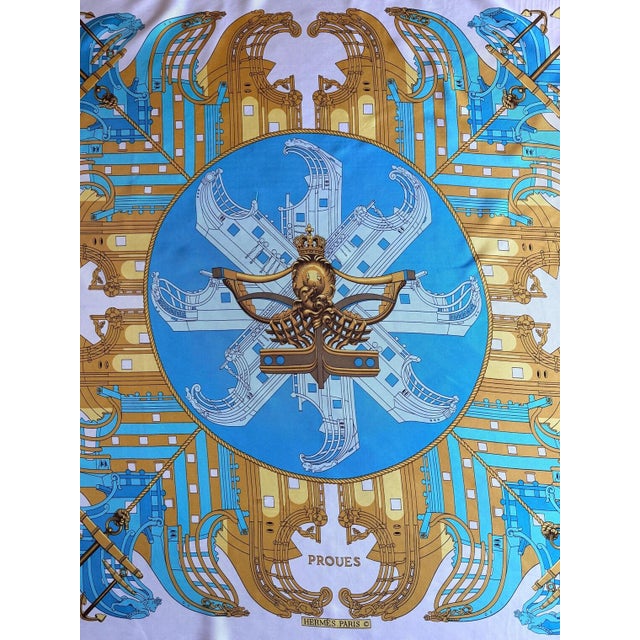 HERMÈS PROUES 1973 Silk Scarf designed by Ledoux Philippe For Sale - Image 11 of 12