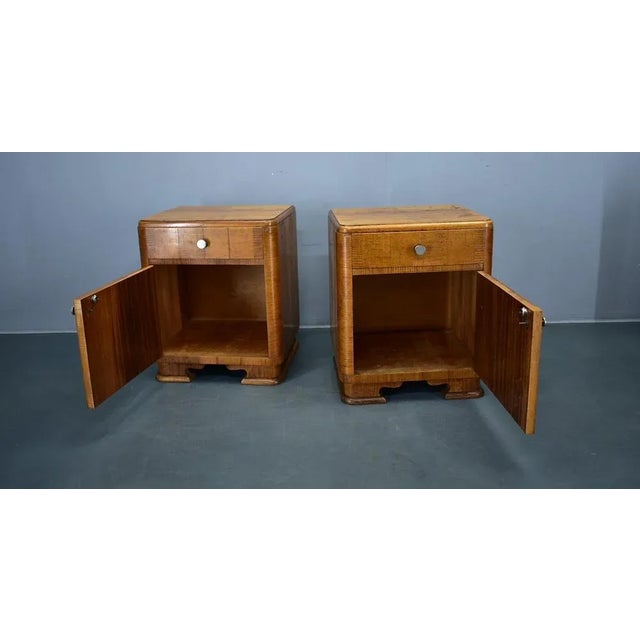 1940s Art Deco Bedside Tables, Czechoslovakia, Set of 2 For Sale - Image 9 of 18